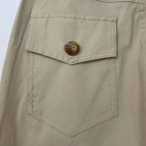 NWOT Wide Leg Cropped Khaki Tan Elastic Waist Pull On Casual Pants Size S - Picture 4 of 7